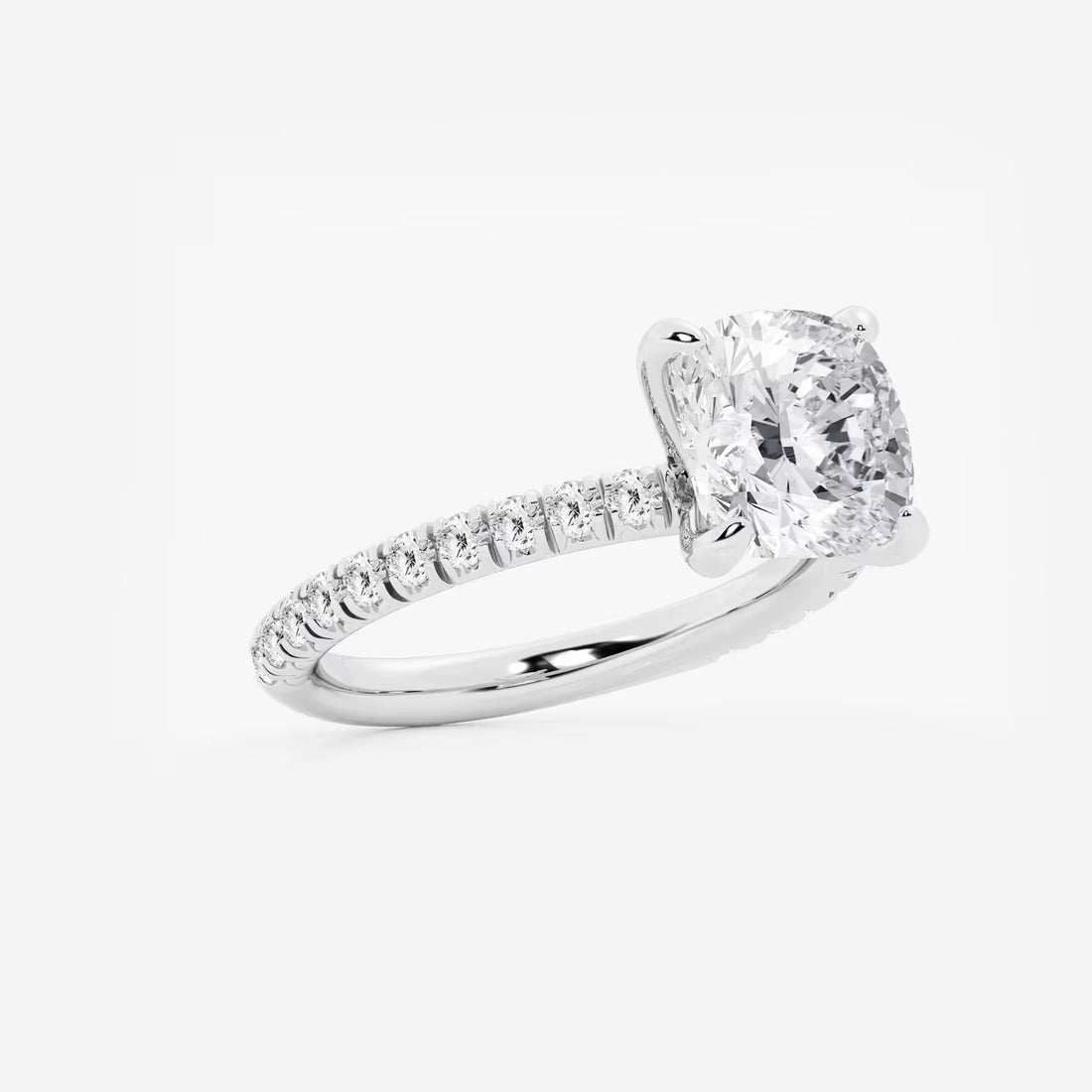 Lunara Cushion Lab-Grown Diamond Side Stone Engagement Ring