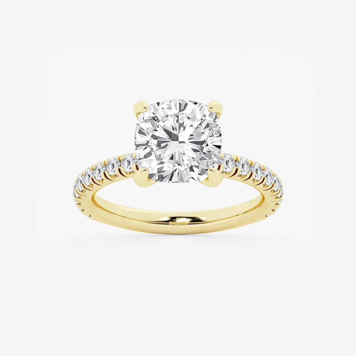 Lunara Cushion Lab-Grown Diamond Side Stone Engagement Ring