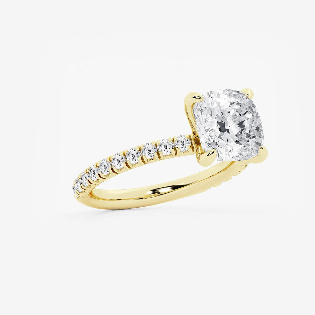Lunara Cushion Lab-Grown Diamond Side Stone Engagement Ring