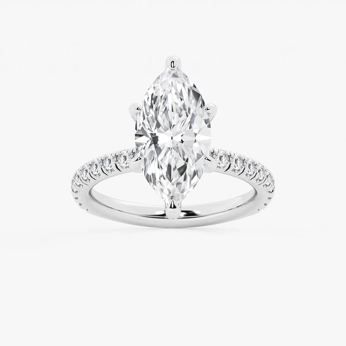 Celestia Marquise Lab-Grown Diamond Side Stone Engagement Ring in Platinum