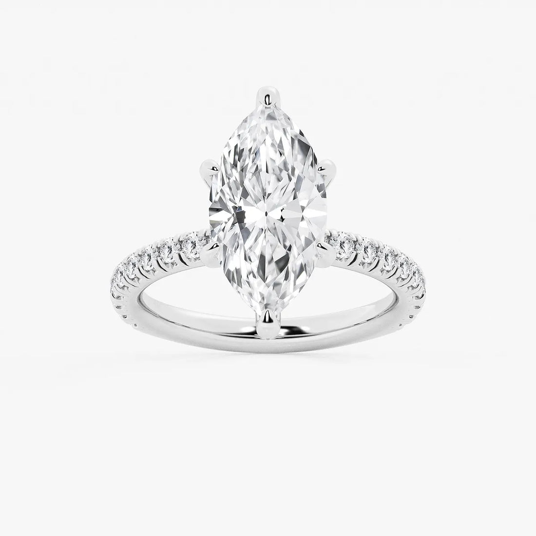 Celestia Marquise Lab-Grown Diamond Side Stone Engagement Ring in Platinum