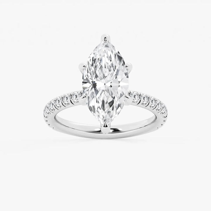 Celestia Marquise Lab-Grown Diamond Side Stone Engagement Ring in Platinum