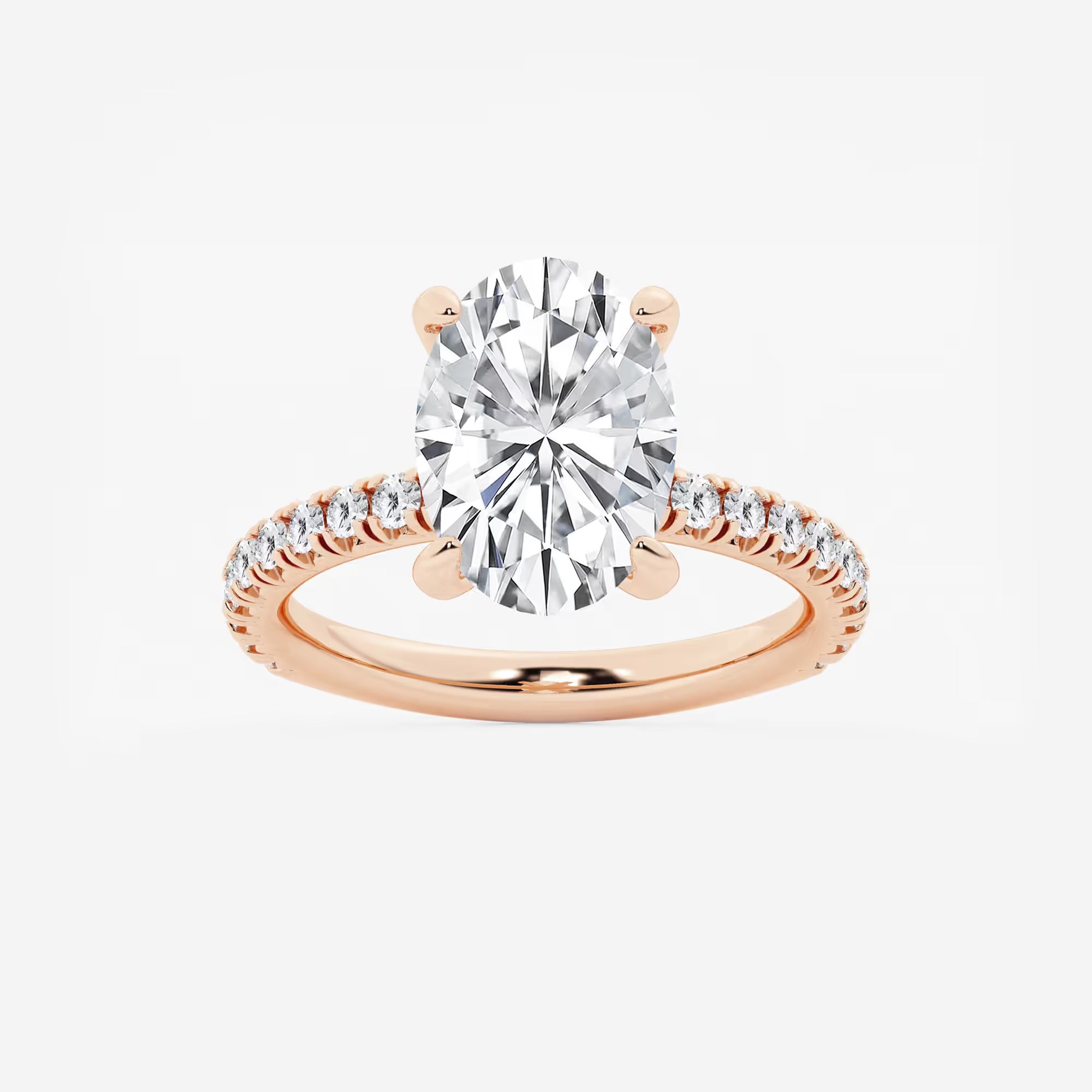 Aurielle Oval Lab Grown Diamond Side Stone Engagement Ring