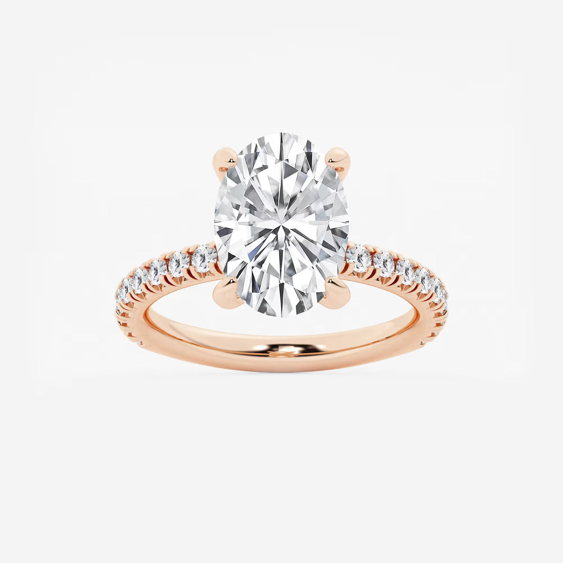 Aurielle Oval Lab Grown Diamond Side Stone Engagement Ring