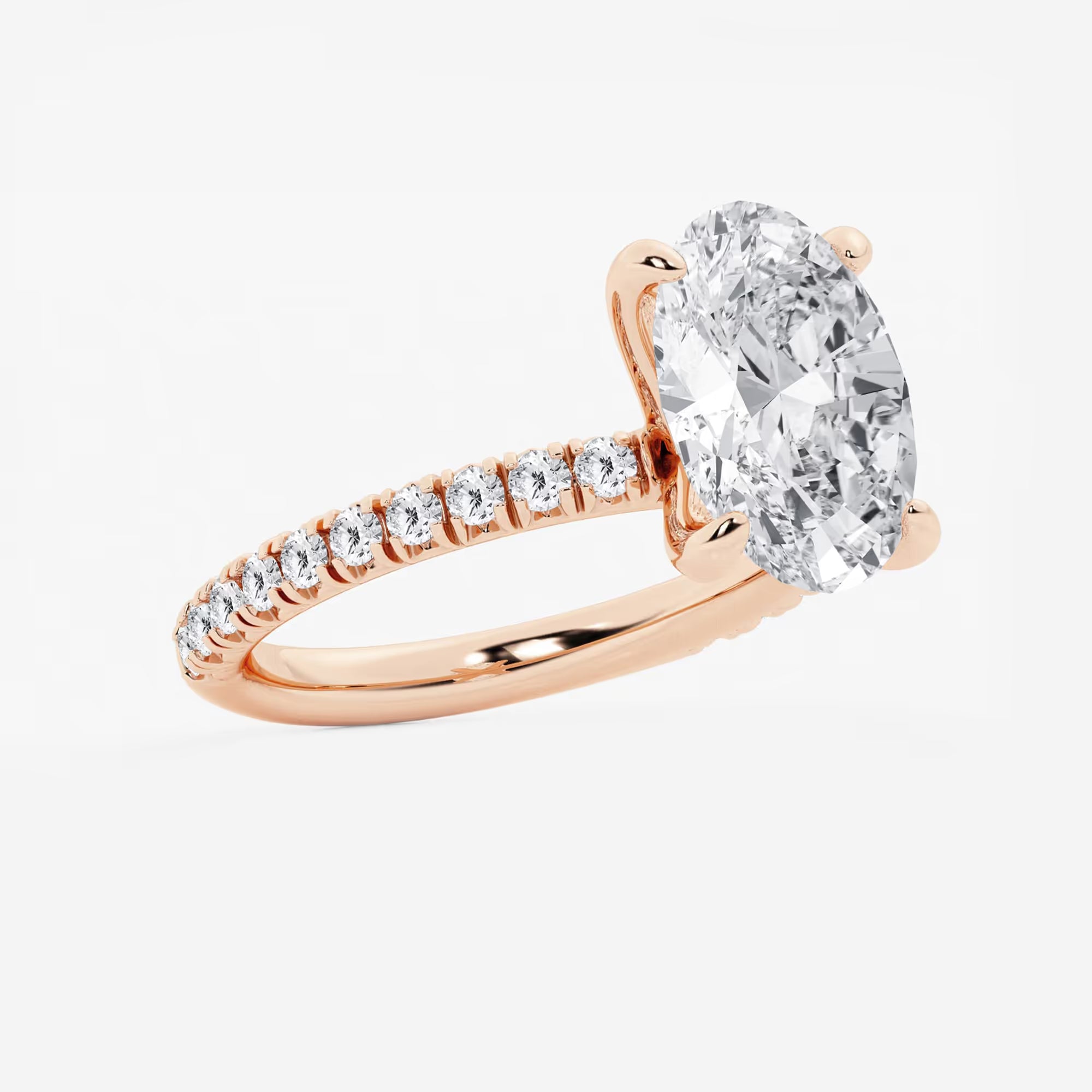 Aurielle Oval Lab Grown Diamond Side Stone Engagement Ring