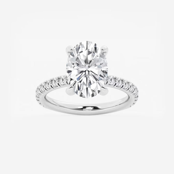 Aurielle Oval Lab Grown Diamond Side Stone Engagement Ring