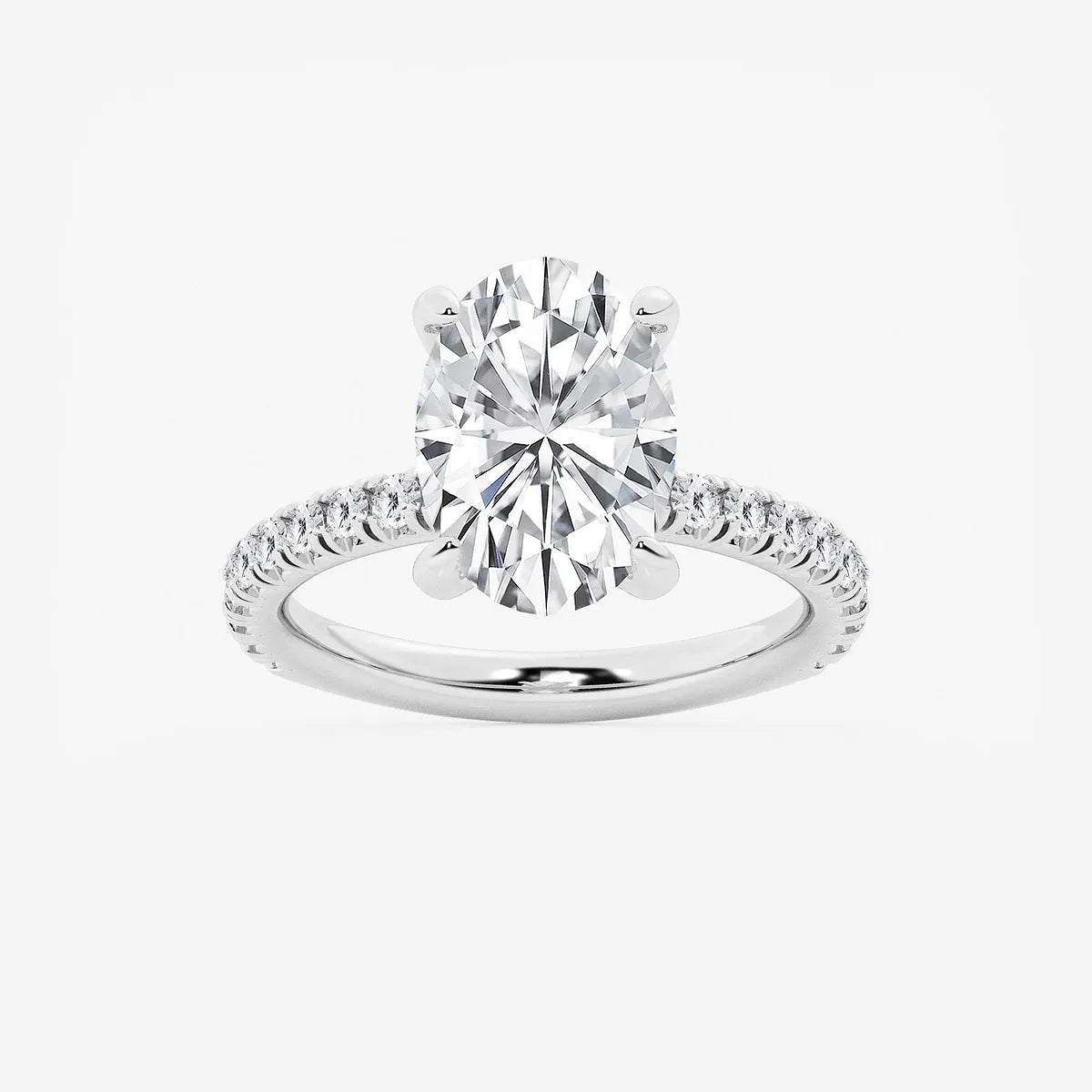 Aurielle Oval Lab Grown Diamond Side Stone Engagement Ring