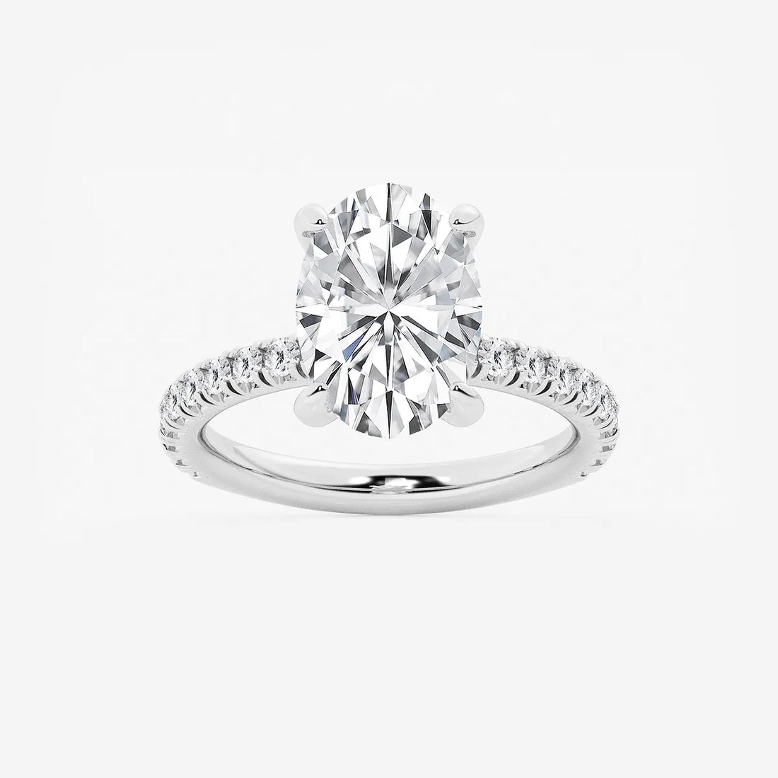Aurielle Oval Lab Grown Diamond Side Stone Engagement Ring