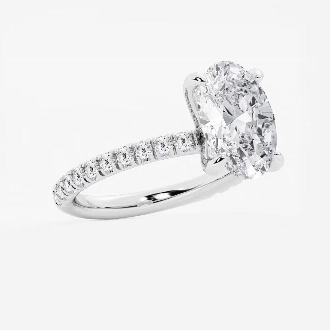 Aurielle Oval Lab Grown Diamond Side Stone Engagement Ring
