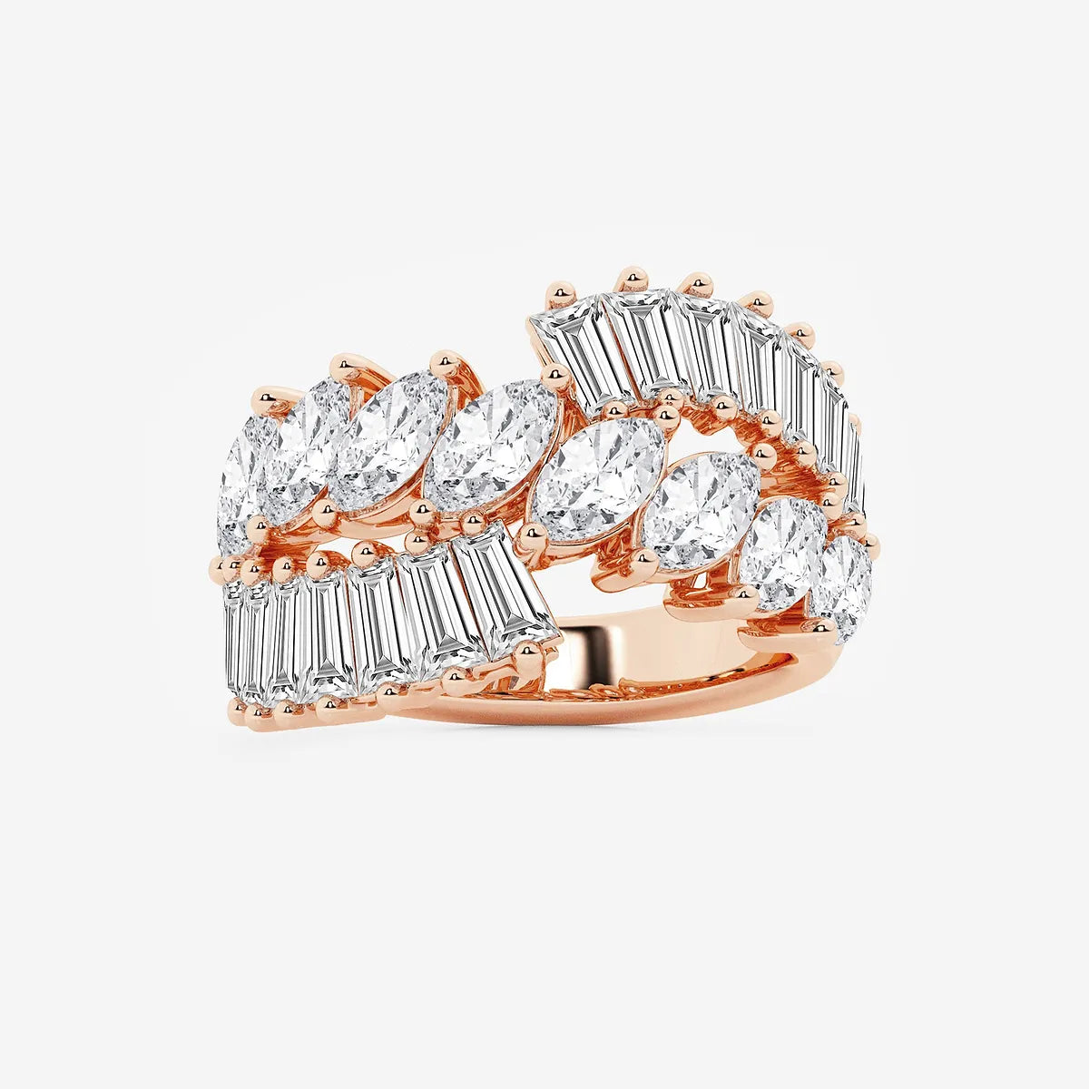 Velmira Marquise Lab-Grown Diamond Tapered Baguette Cocktail Ring