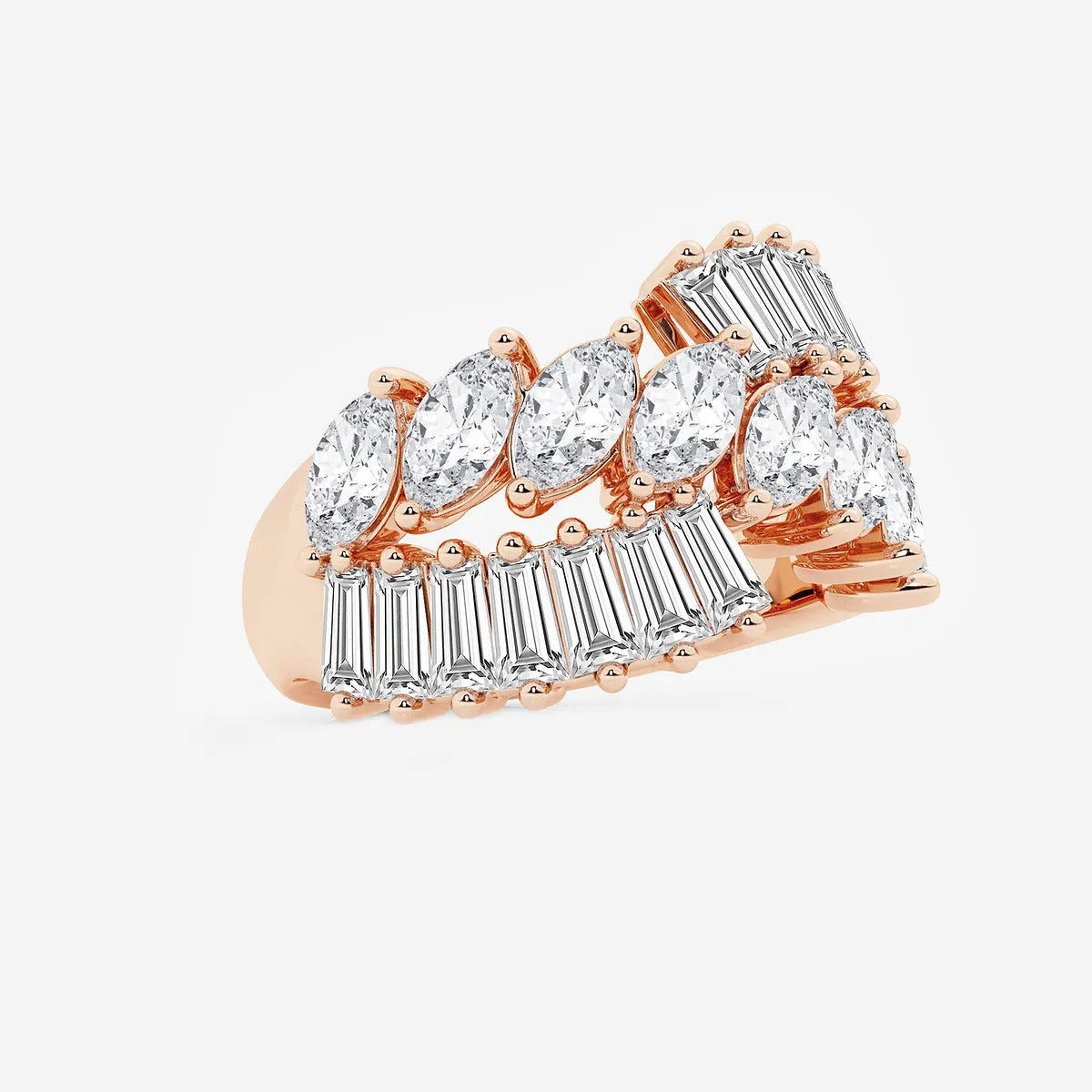 Velmira Marquise Lab-Grown Diamond Tapered Baguette Cocktail Ring