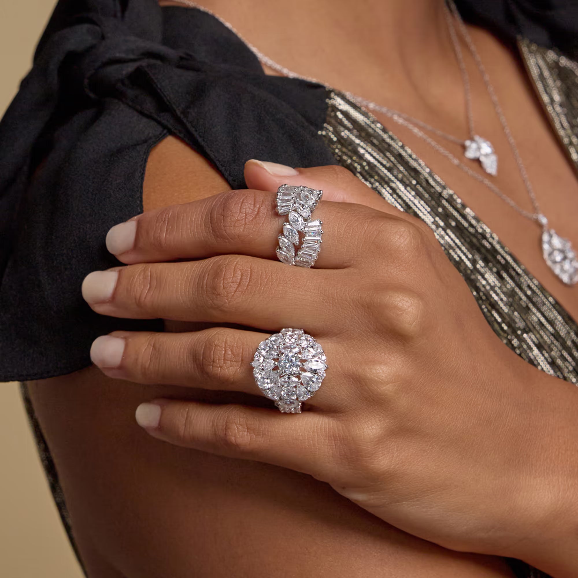 Velmira Marquise Lab-Grown Diamond Tapered Baguette Cocktail Ring