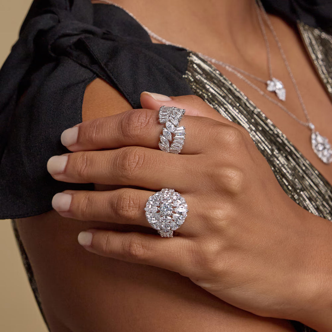 Velmira Marquise Lab-Grown Diamond Tapered Baguette Cocktail Ring