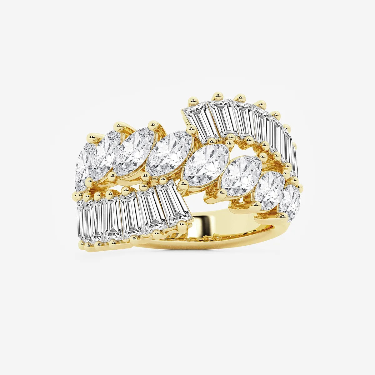 Velmira Marquise Lab-Grown Diamond Tapered Baguette Cocktail Ring