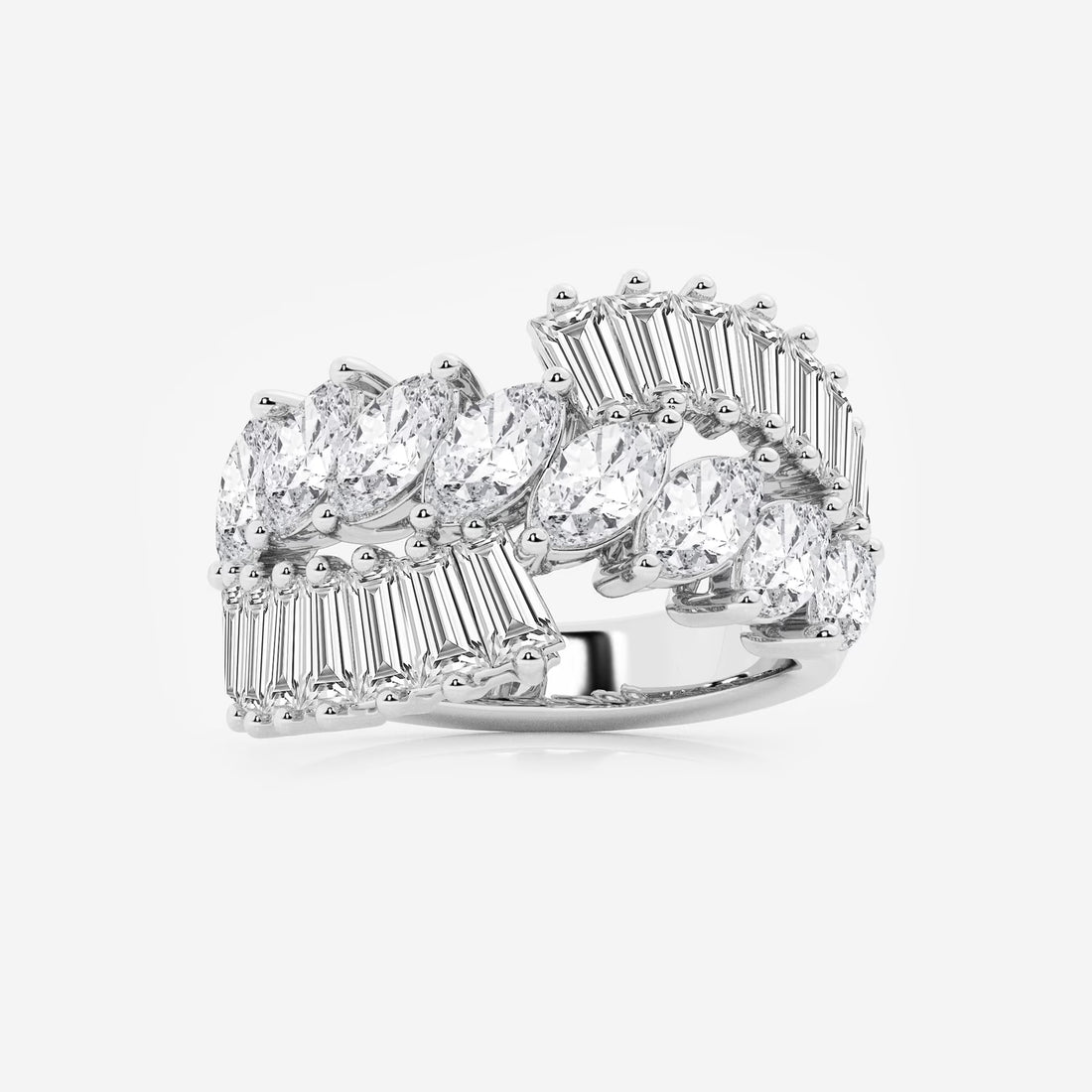 Velmira Marquise Lab-Grown Diamond Tapered Baguette Cocktail Ring