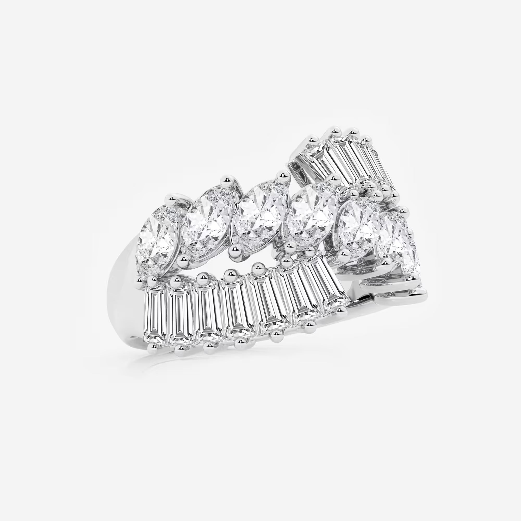Velmira Marquise Lab-Grown Diamond Tapered Baguette Cocktail Ring