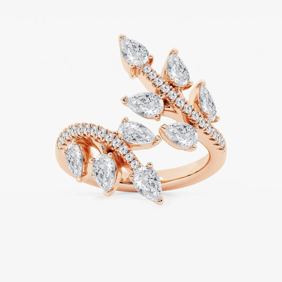 Floravine Pear Lab-Grown Diamond Leaf Bypass Ring