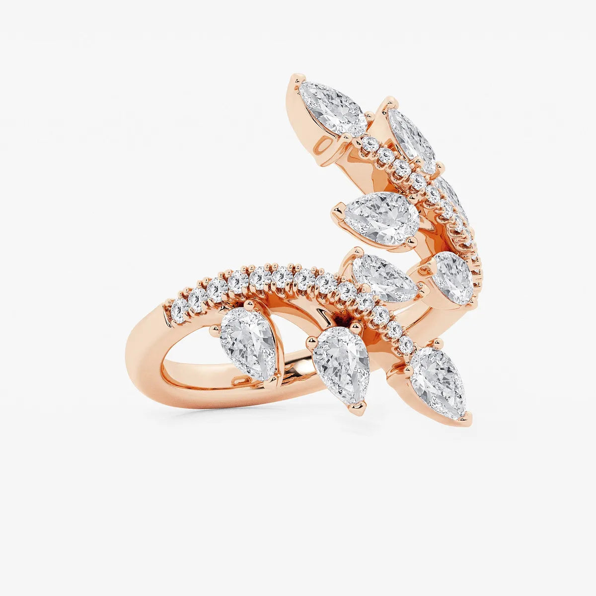 Floravine Pear Lab-Grown Diamond Leaf Bypass Ring