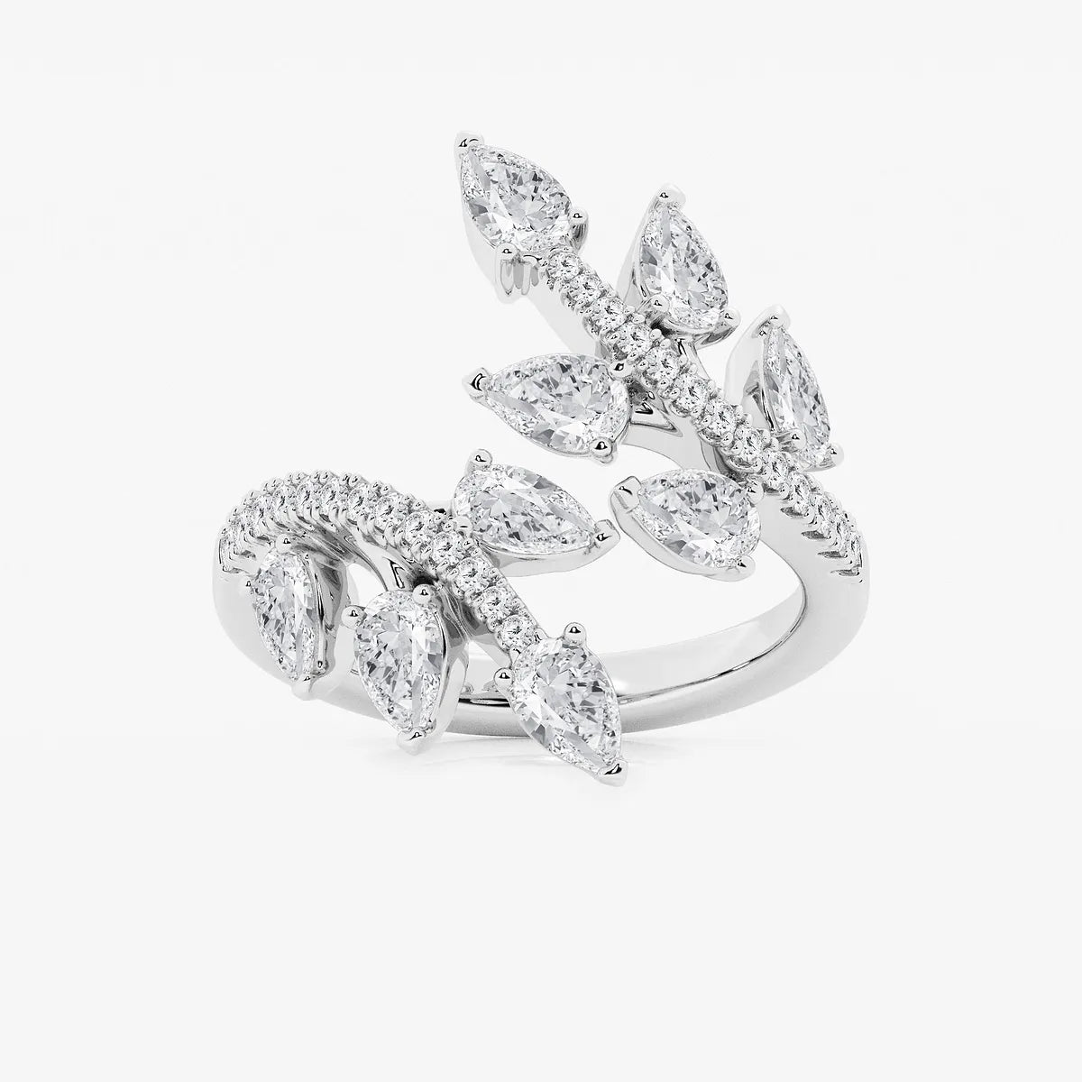 Floravine Pear Lab-Grown Diamond Leaf Bypass Ring