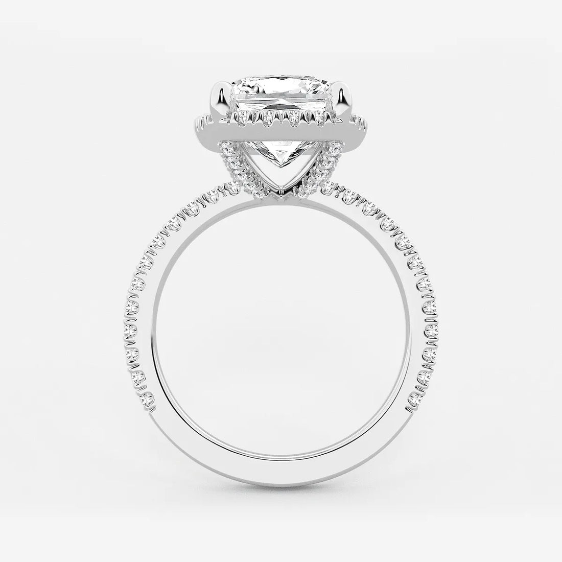 Celestique Elongated Cushion Lab-Grown Diamond Halo Engagement Ring with Pavé Accents