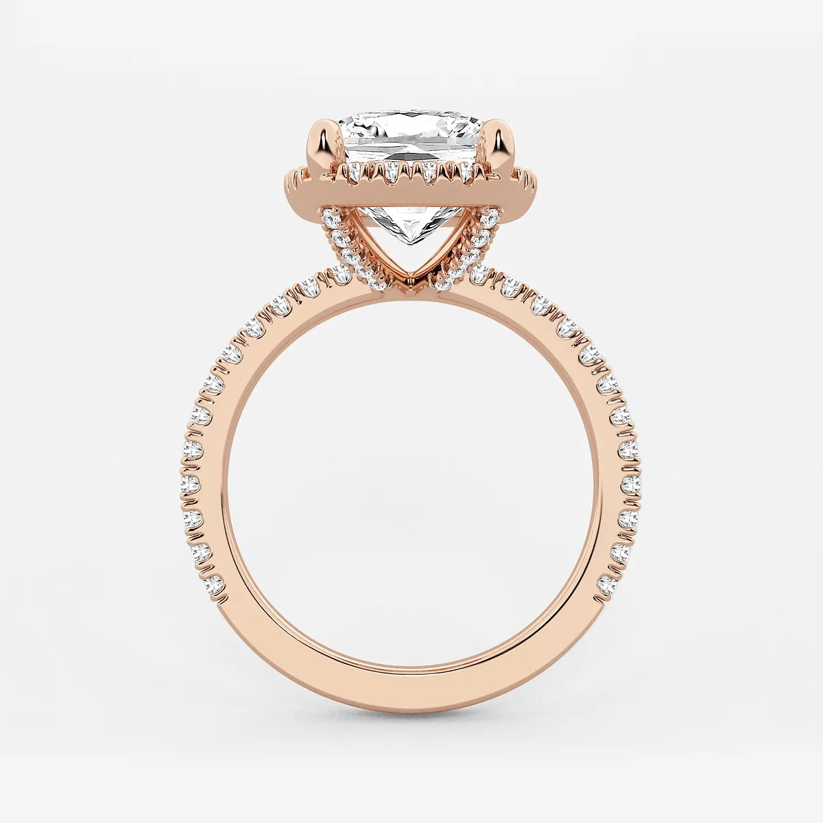 Celestique Elongated Cushion Lab-Grown Diamond Halo Engagement Ring with Pavé Accents