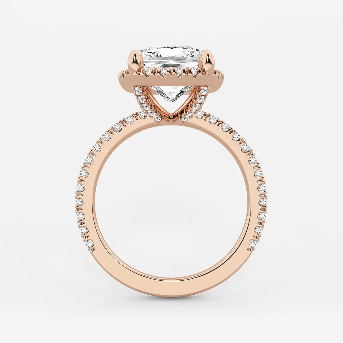 Celestique Elongated Cushion Lab-Grown Diamond Halo Engagement Ring with Pavé Accents