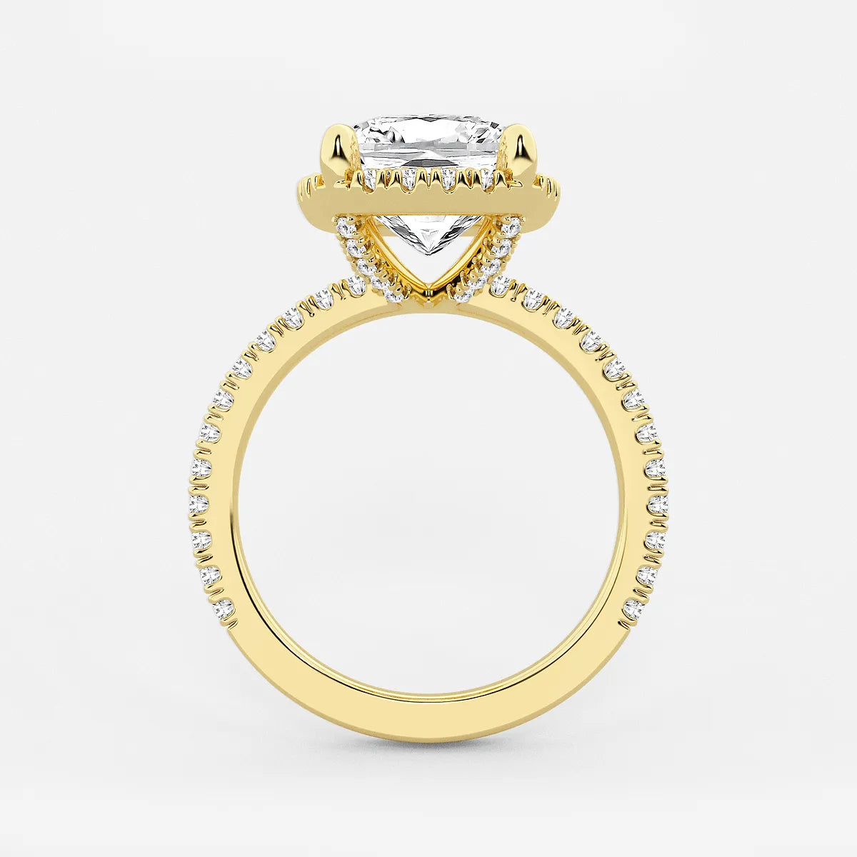 Celestique Elongated Cushion Lab-Grown Diamond Halo Engagement Ring with Pavé Accents