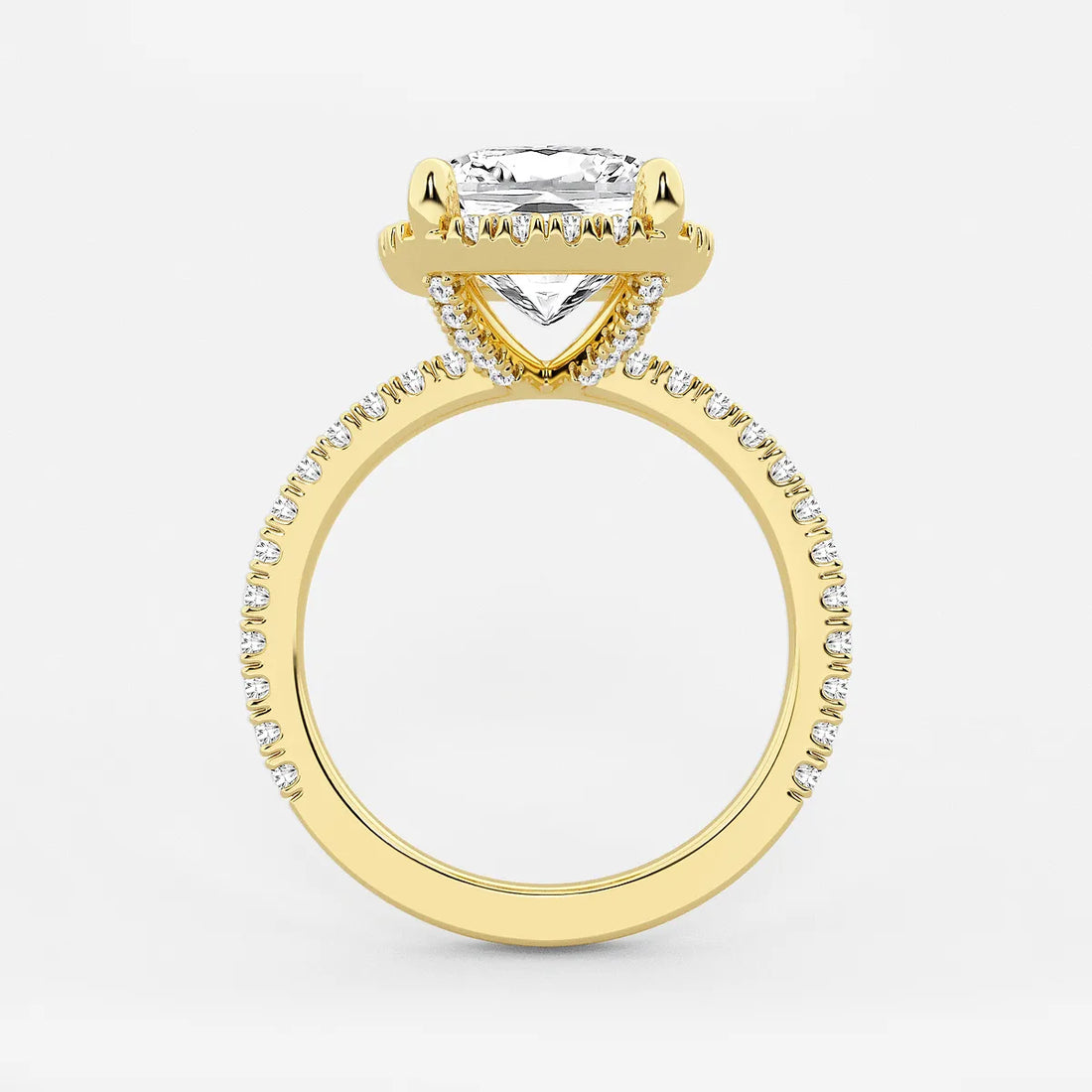 Celestique Elongated Cushion Lab-Grown Diamond Halo Engagement Ring with Pavé Accents