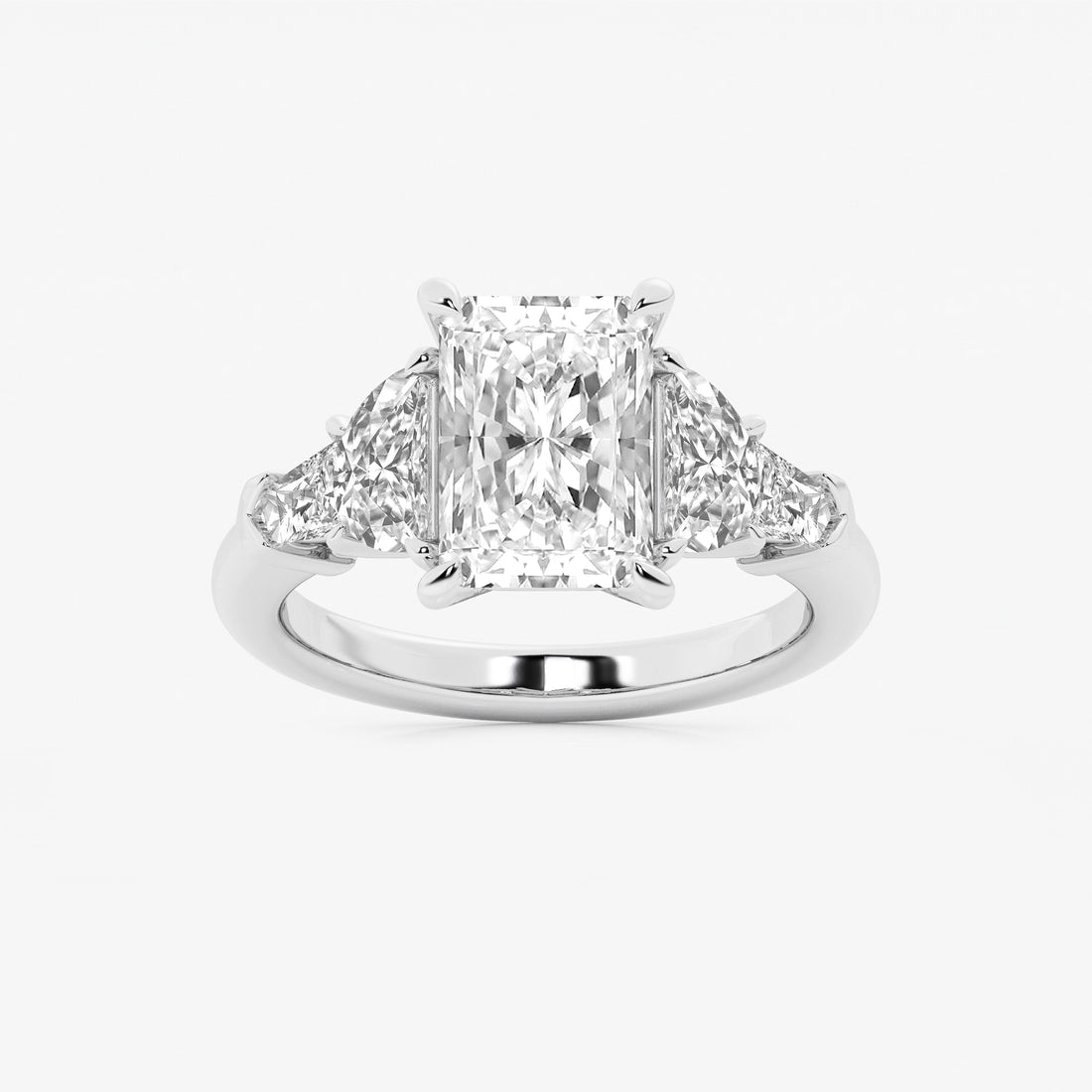 Virella Radiant Lab-Grown Diamond Side Stone Engagement Ring with Half Moon & Baguette Accents