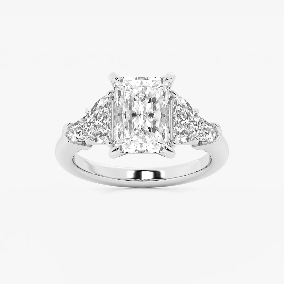 Virella Radiant Lab-Grown Diamond Side Stone Engagement Ring with Half Moon & Baguette Accents