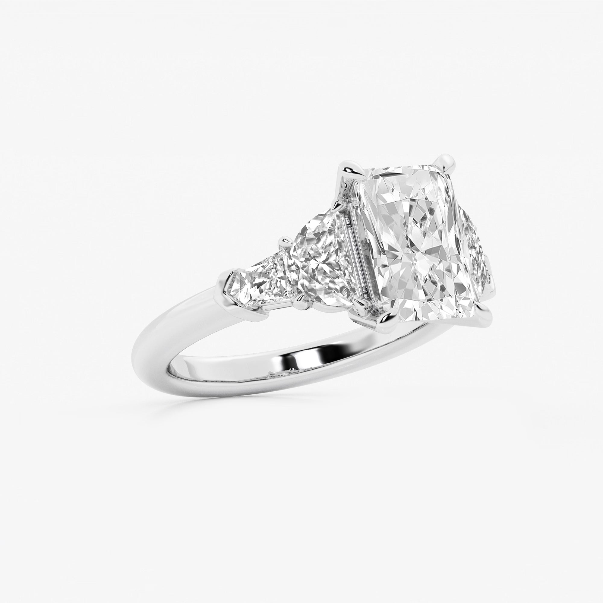 Virella Radiant Lab-Grown Diamond Side Stone Engagement Ring with Half Moon & Baguette Accents