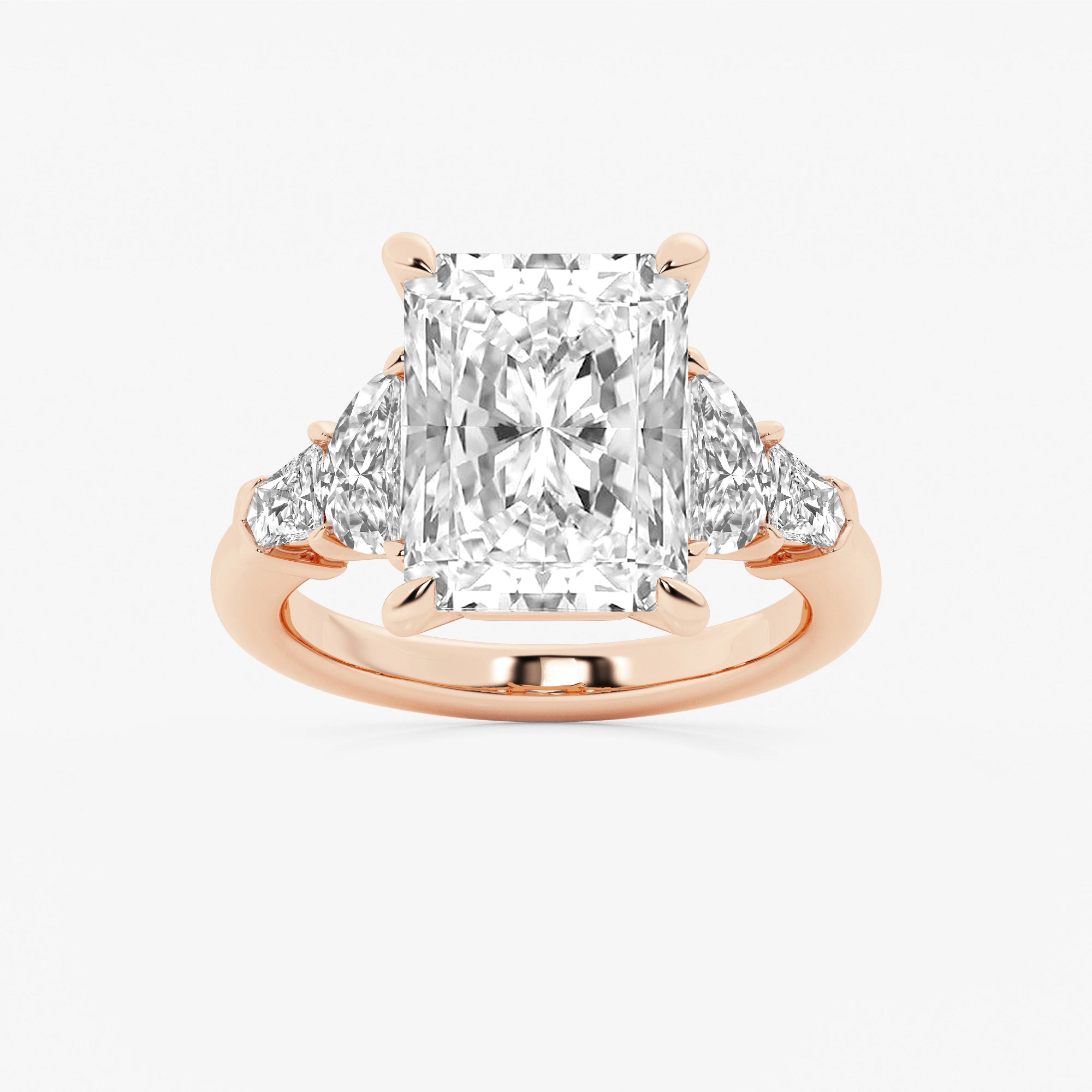 Virella Radiant Lab-Grown Diamond Side Stone Engagement Ring with Half Moon & Baguette Accents