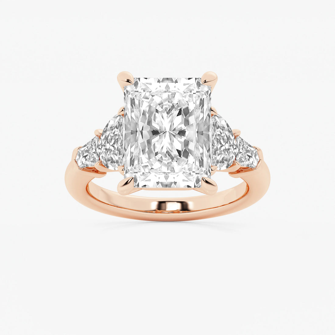 Virella Radiant Lab-Grown Diamond Side Stone Engagement Ring with Half Moon & Baguette Accents