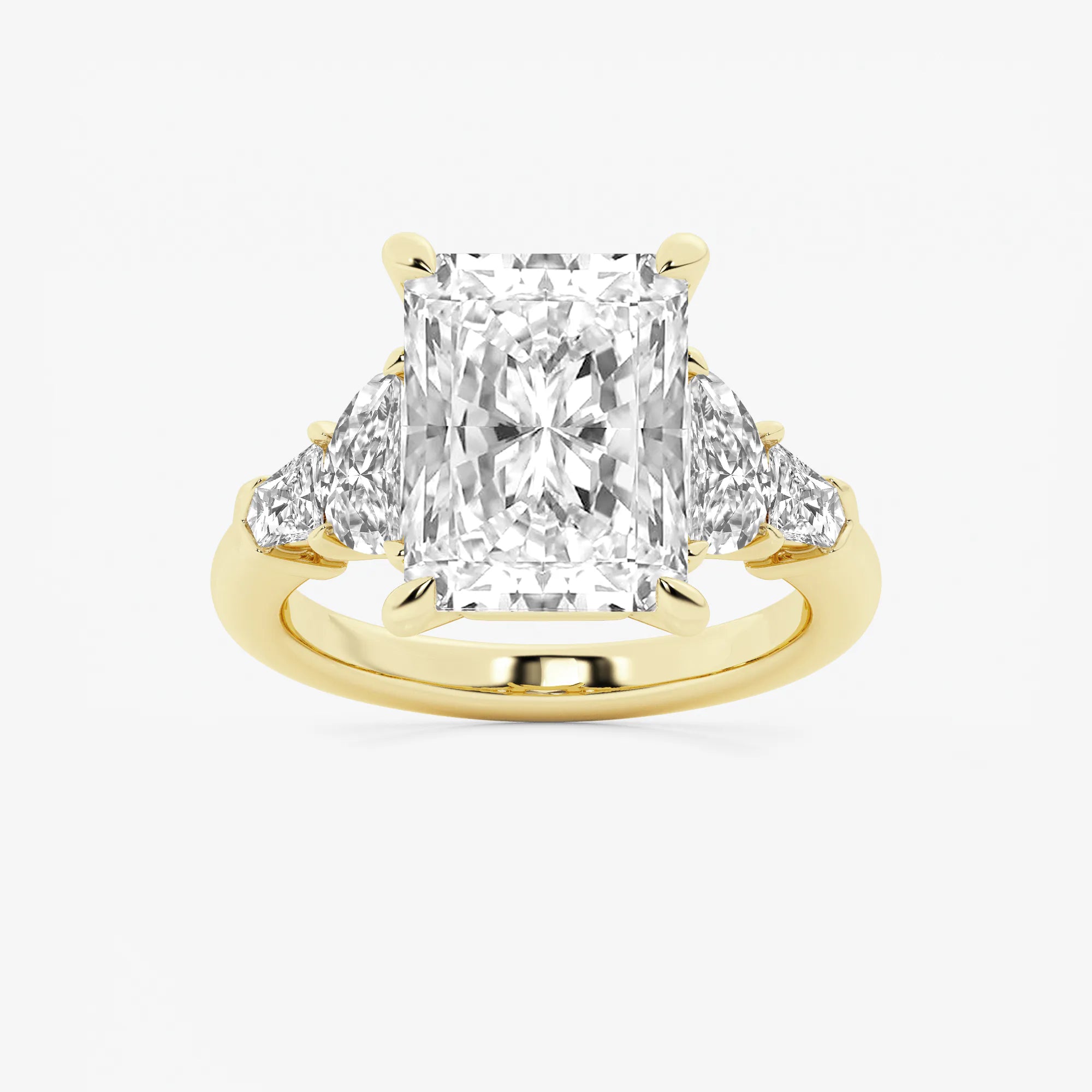 Virella Radiant Lab-Grown Diamond Side Stone Engagement Ring with Half Moon & Baguette Accents