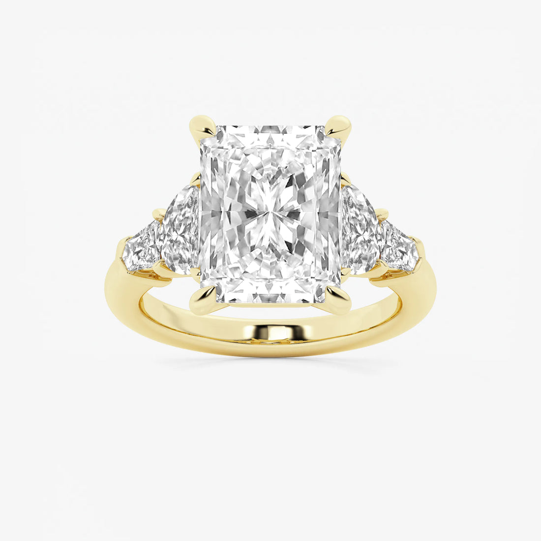 Virella Radiant Lab-Grown Diamond Side Stone Engagement Ring with Half Moon & Baguette Accents