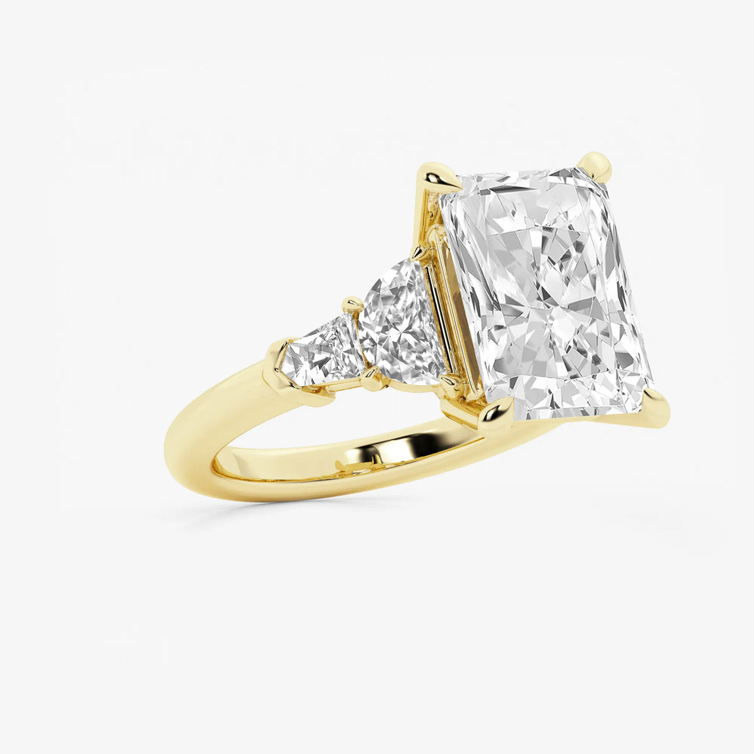 Virella Radiant Lab-Grown Diamond Side Stone Engagement Ring with Half Moon & Baguette Accents