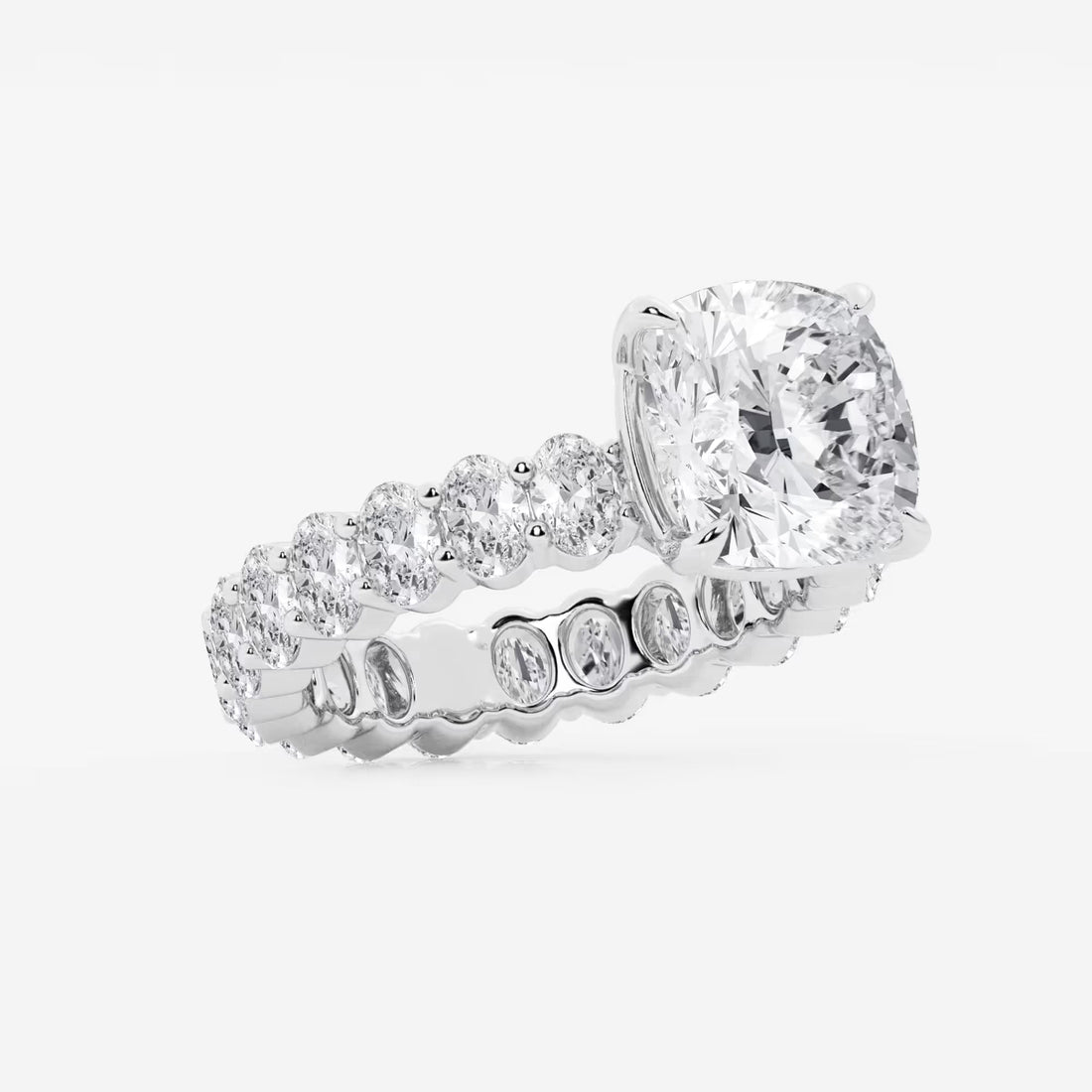 Cushion Lab Grown Diamond Eternity Engagement Ring