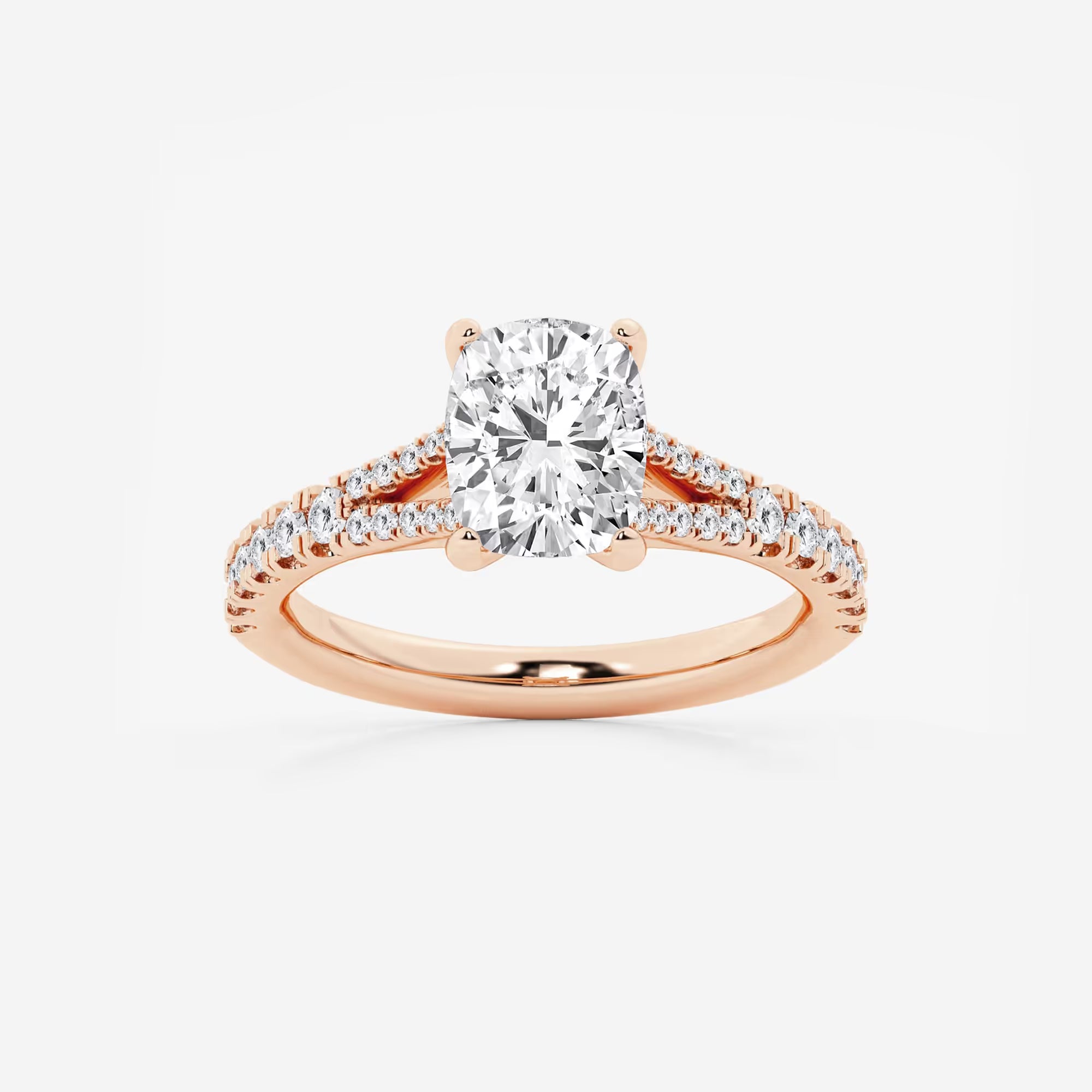 Avelisse Elongated Cushion Lab-Grown Diamond Split Shank Engagement Ring with Pavé Accents