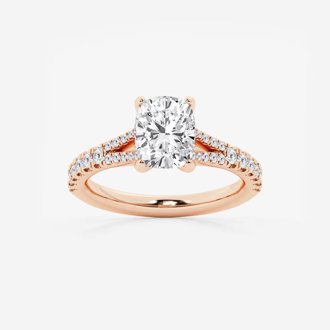 Avelisse Elongated Cushion Lab-Grown Diamond Split Shank Engagement Ring with Pavé Accents