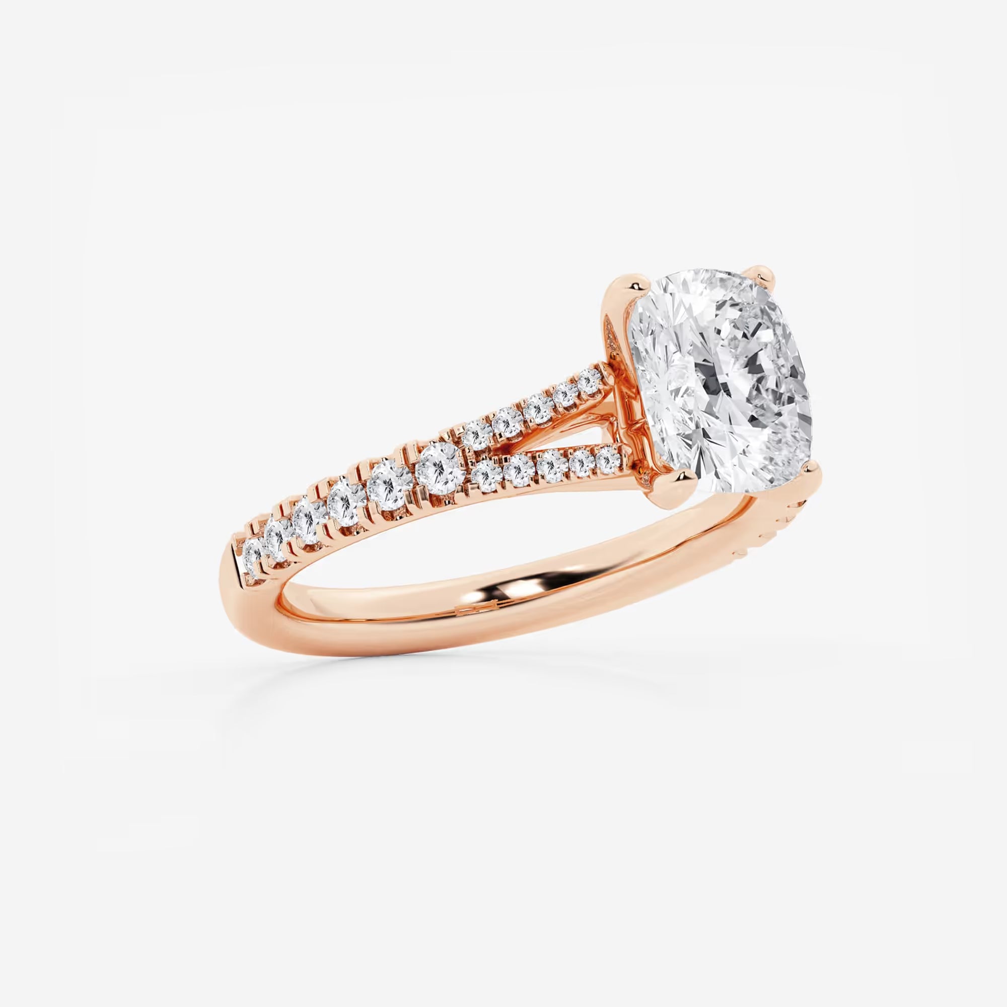 Avelisse Elongated Cushion Lab-Grown Diamond Split Shank Engagement Ring with Pavé Accents