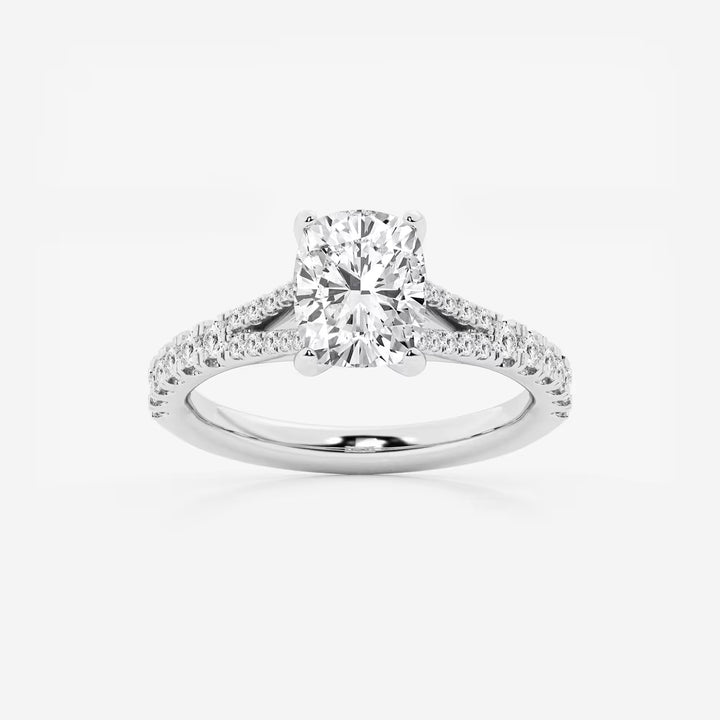 Avelisse Elongated Cushion Lab-Grown Diamond Split Shank Engagement Ring with Pavé Accents
