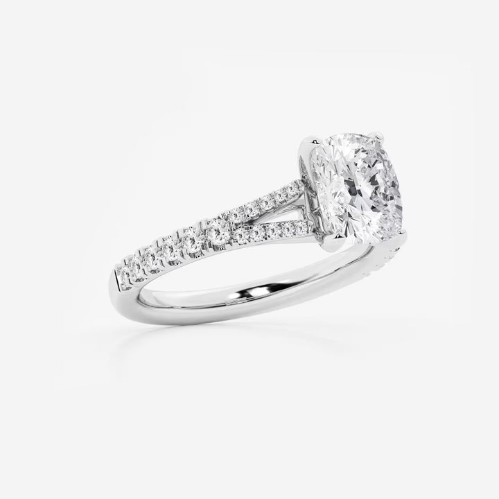 Avelisse Elongated Cushion Lab-Grown Diamond Split Shank Engagement Ring with Pavé Accents