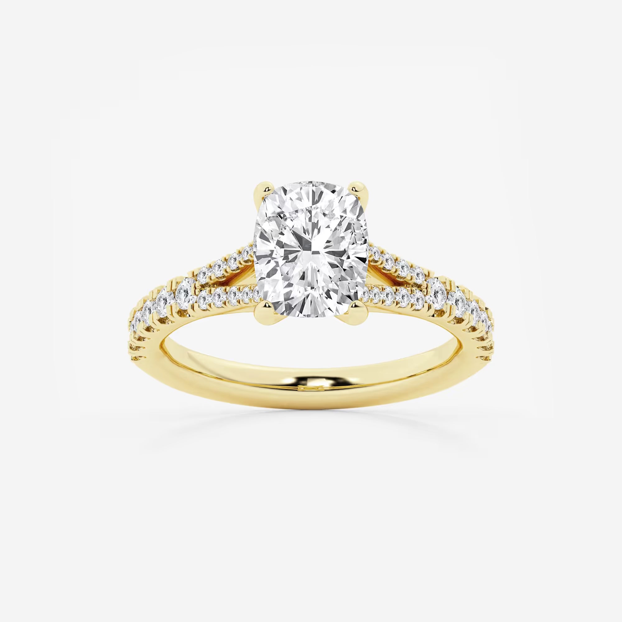 Avelisse Elongated Cushion Lab-Grown Diamond Split Shank Engagement Ring with Pavé Accents