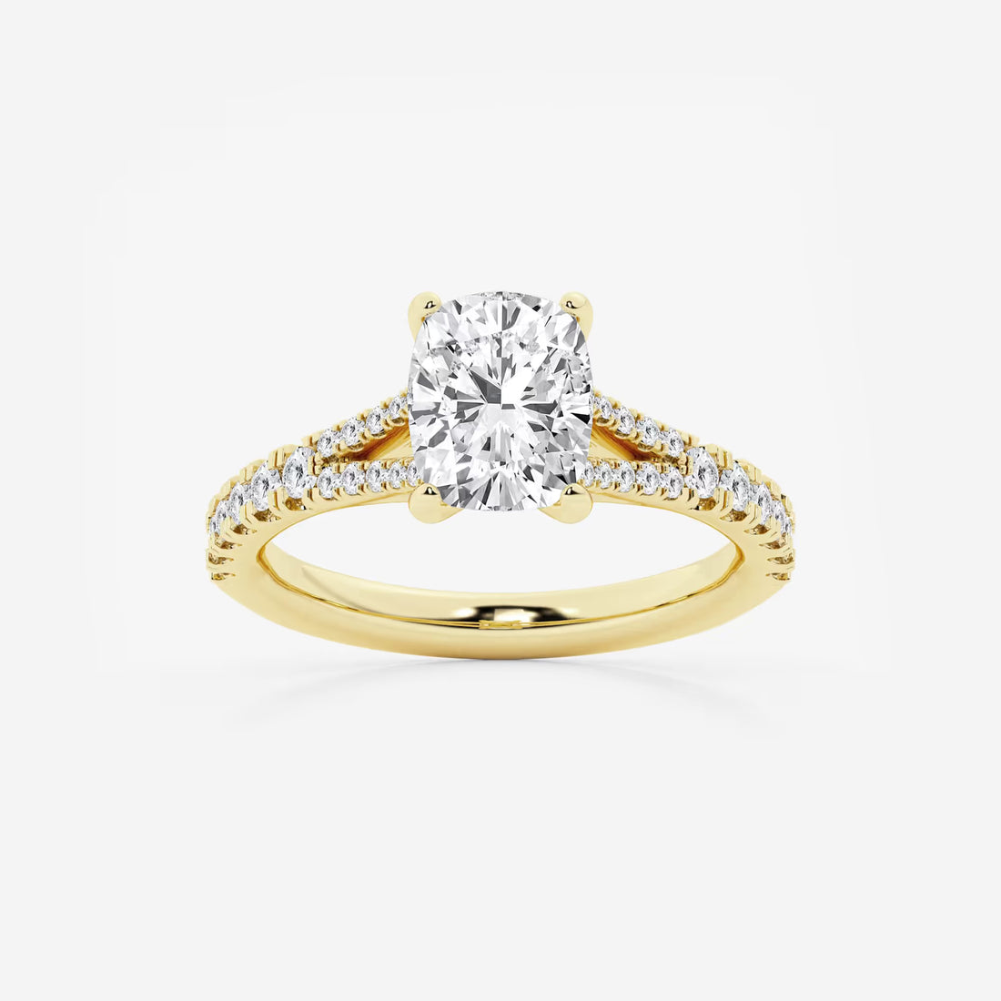 Avelisse Elongated Cushion Lab-Grown Diamond Split Shank Engagement Ring with Pavé Accents