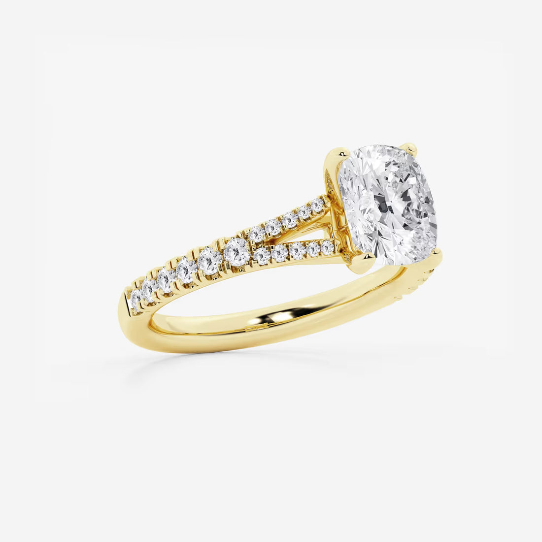 Avelisse Elongated Cushion Lab-Grown Diamond Split Shank Engagement Ring with Pavé Accents