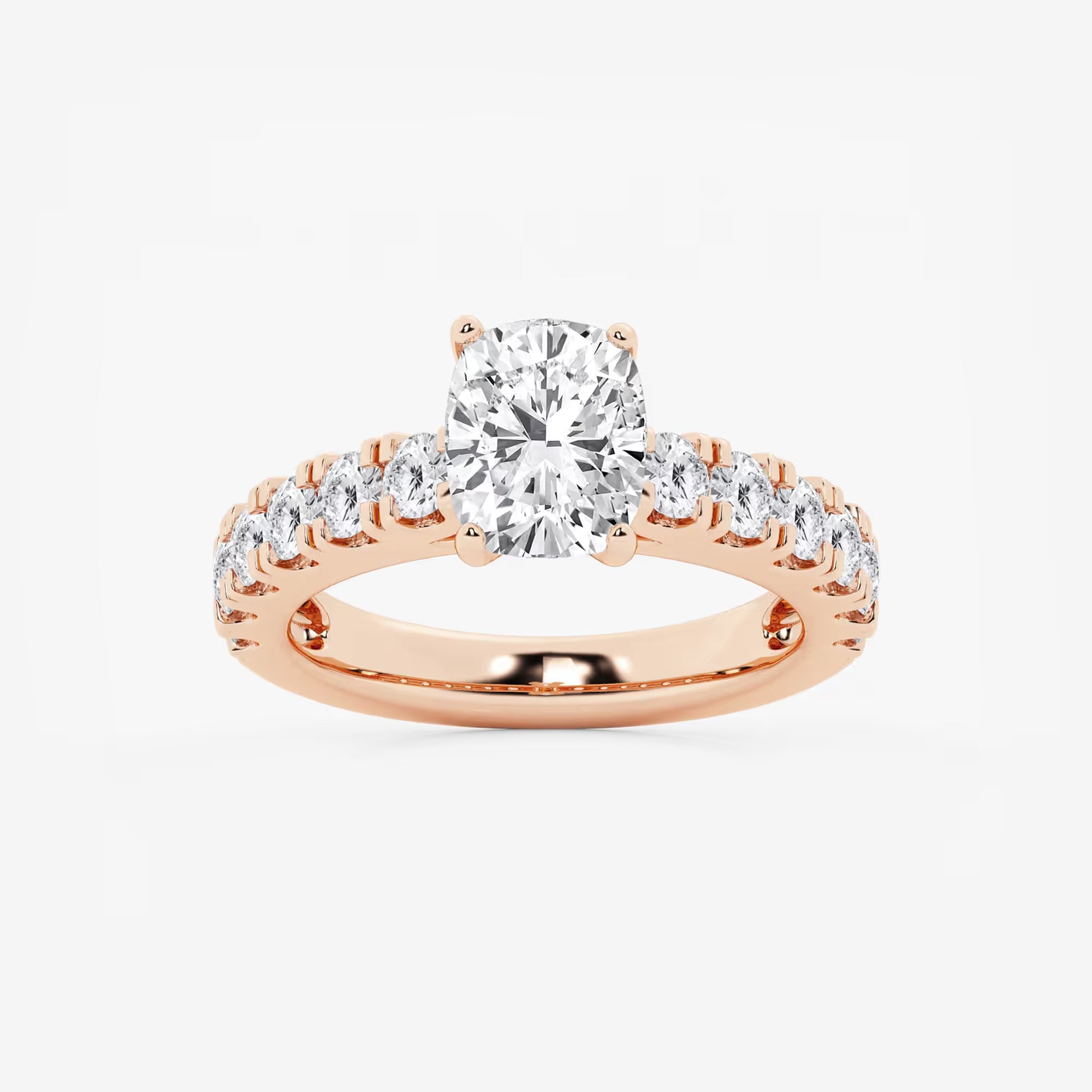 Aurelia Elongated Cushion Lab-Grown Diamond Split Prong Engagement Ring with Side Accents