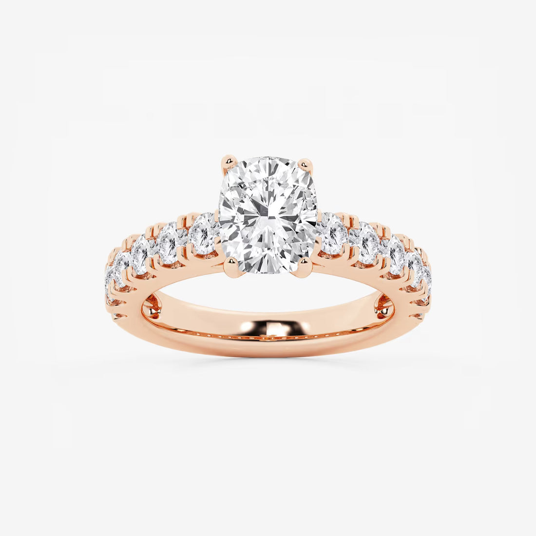 Aurelia Elongated Cushion Lab-Grown Diamond Split Prong Engagement Ring with Side Accents