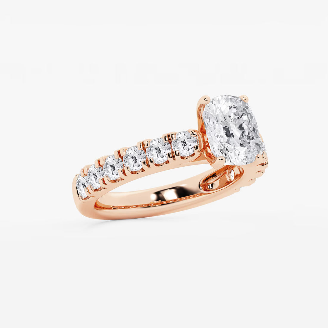 Aurelia Elongated Cushion Lab-Grown Diamond Split Prong Engagement Ring with Side Accents