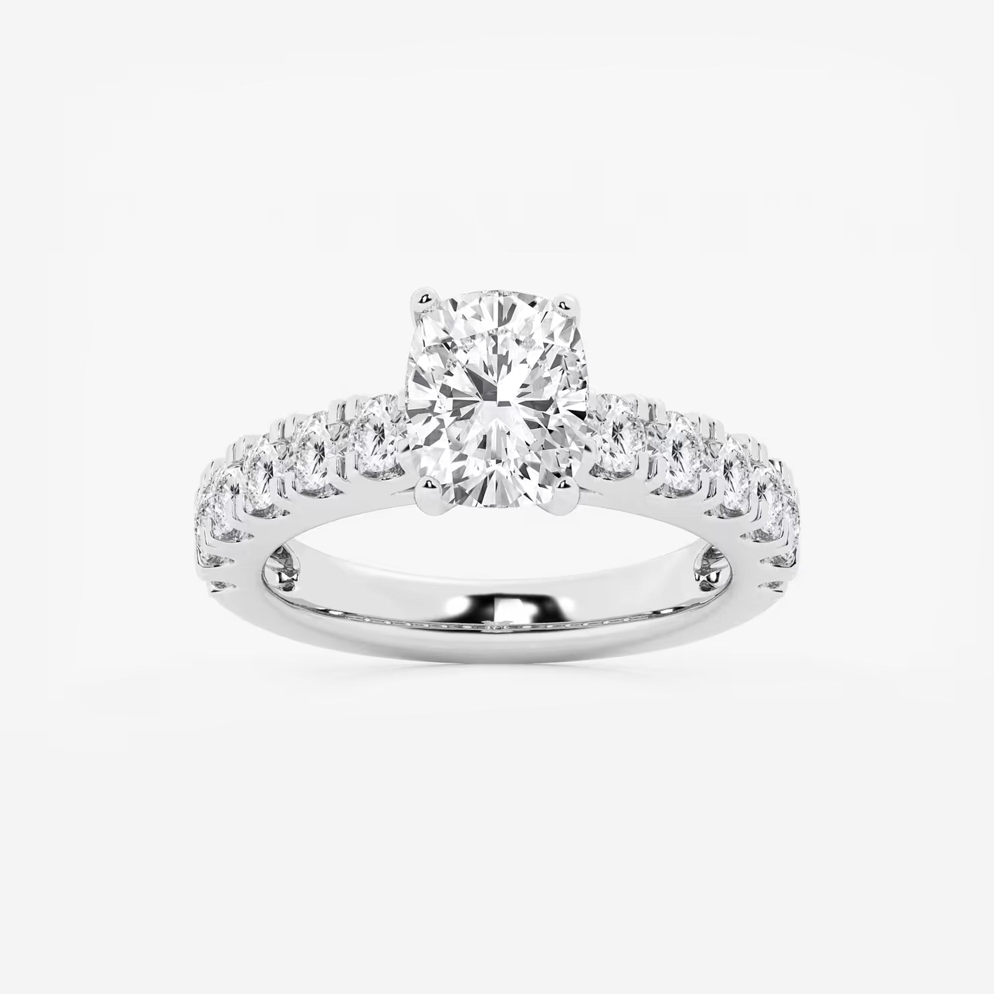 Aurelia Elongated Cushion Lab-Grown Diamond Split Prong Engagement Ring with Side Accents