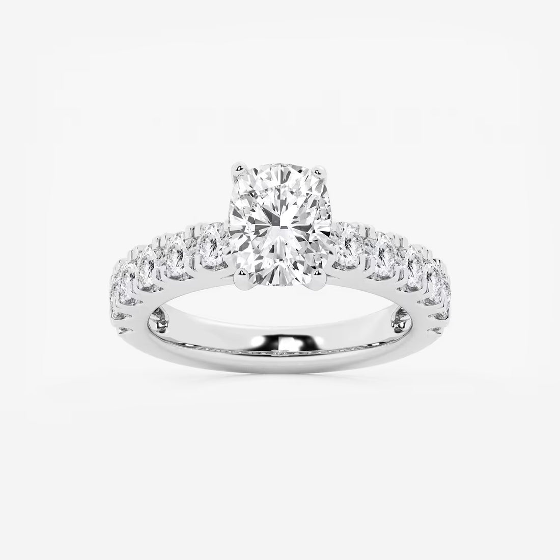Aurelia Elongated Cushion Lab-Grown Diamond Split Prong Engagement Ring with Side Accents